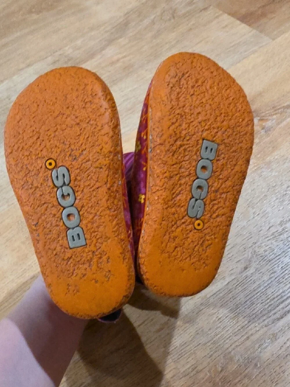 Bogs Kids Burgundy and Orange Floral Winter Boots
